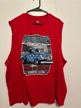 Way To Celebrate Red Truck Graphic Muscle Tank 3XL Patriotic 4th of July Ready